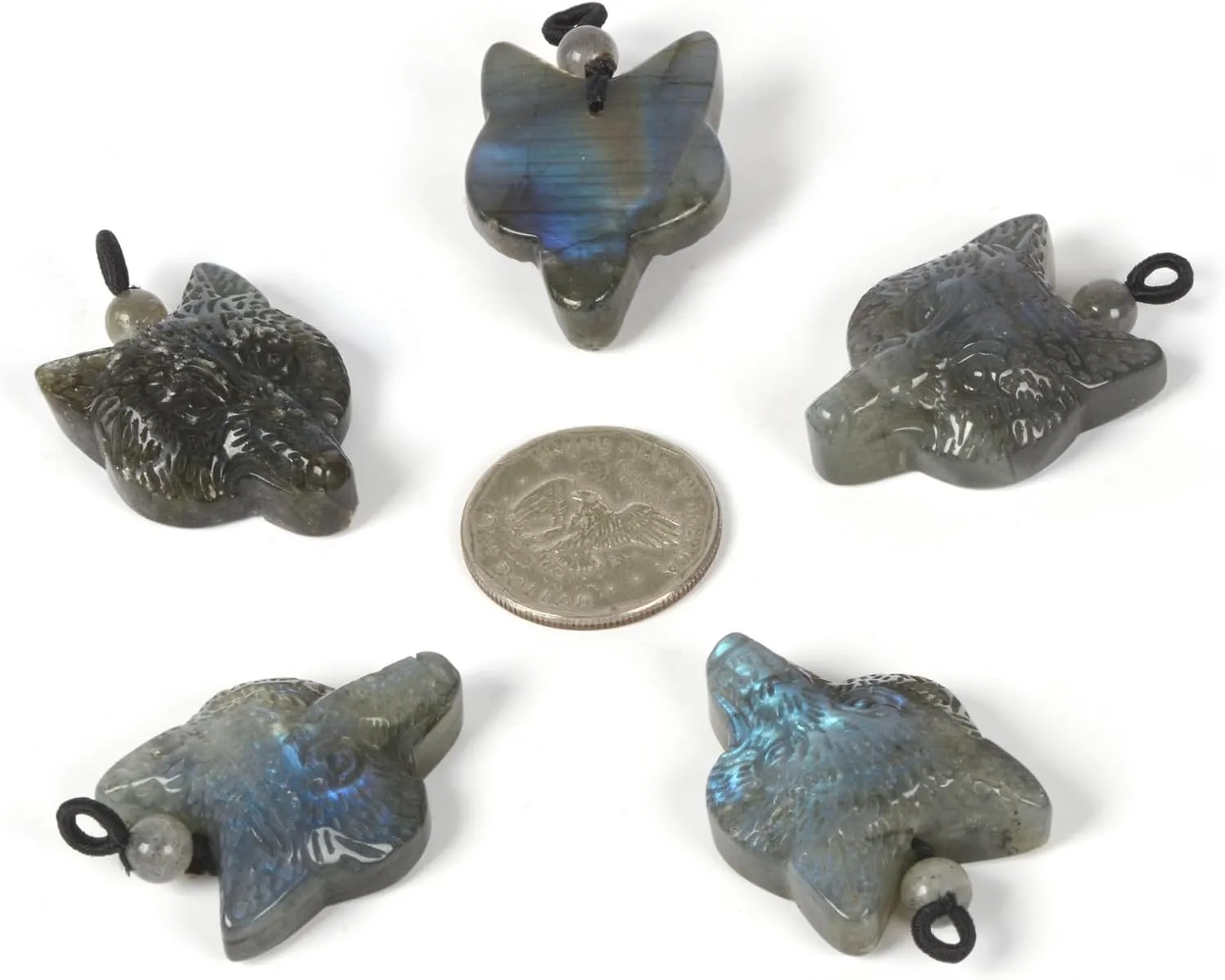 Justinstones Natural Gemstone Carved Wolf Head Reiki Chakra Animal Amulet Pendant Necklace 22 Inch