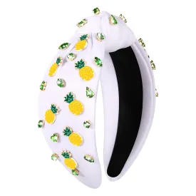 Knot Headband for Women - Fruit Headband with Strawberries & Watermelon - Summer Hair Accessories & Gifts for Women (Fruit E-White)