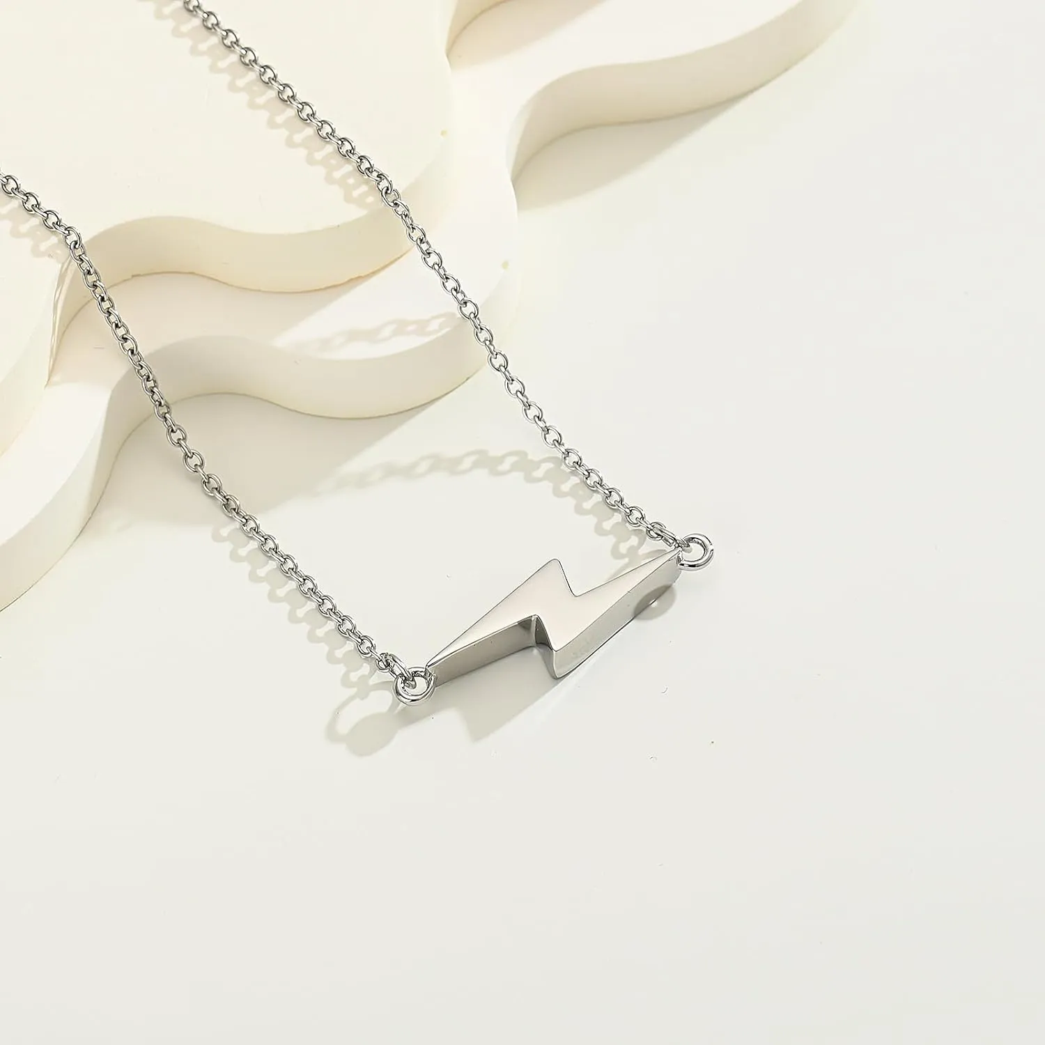 Lightning Urn Necklaces for Ashes Lightning Bolt Cremation Jewelry for Ashes Thunderbolt Keepsake Memorial Necklace for Women Men Ashes Holder Vertical Lightning Urn Pendant