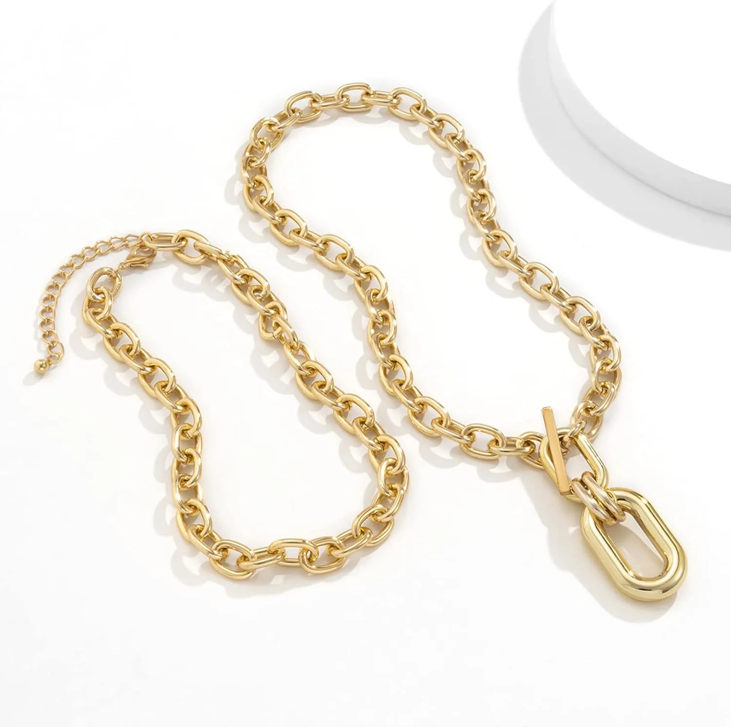 Long tiantian Chunky Gold Necklace Statement Necklace for Women's Jewelry Gold Chain Layered Toggle Clasp Necklaces Gifts