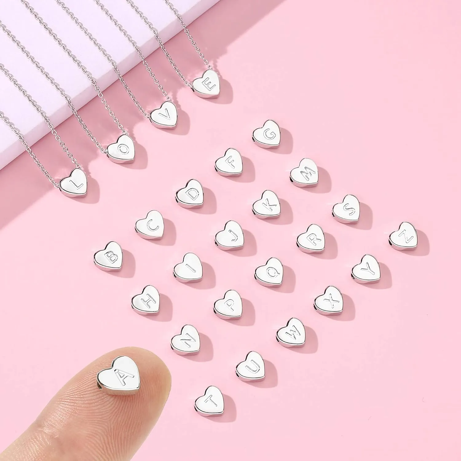 M MOOHAM Heart Initial Necklace Gifts for Girls Women, S925 Sterling Silver Tiny Letter Necklace Birthday Gift for Kids Teen Girl Jewelry