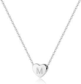 M MOOHAM Heart Initial Necklace Gifts for Girls Women, S925 Sterling Silver Tiny Letter Necklace Birthday Gift for Kids Teen Girl Jewelry