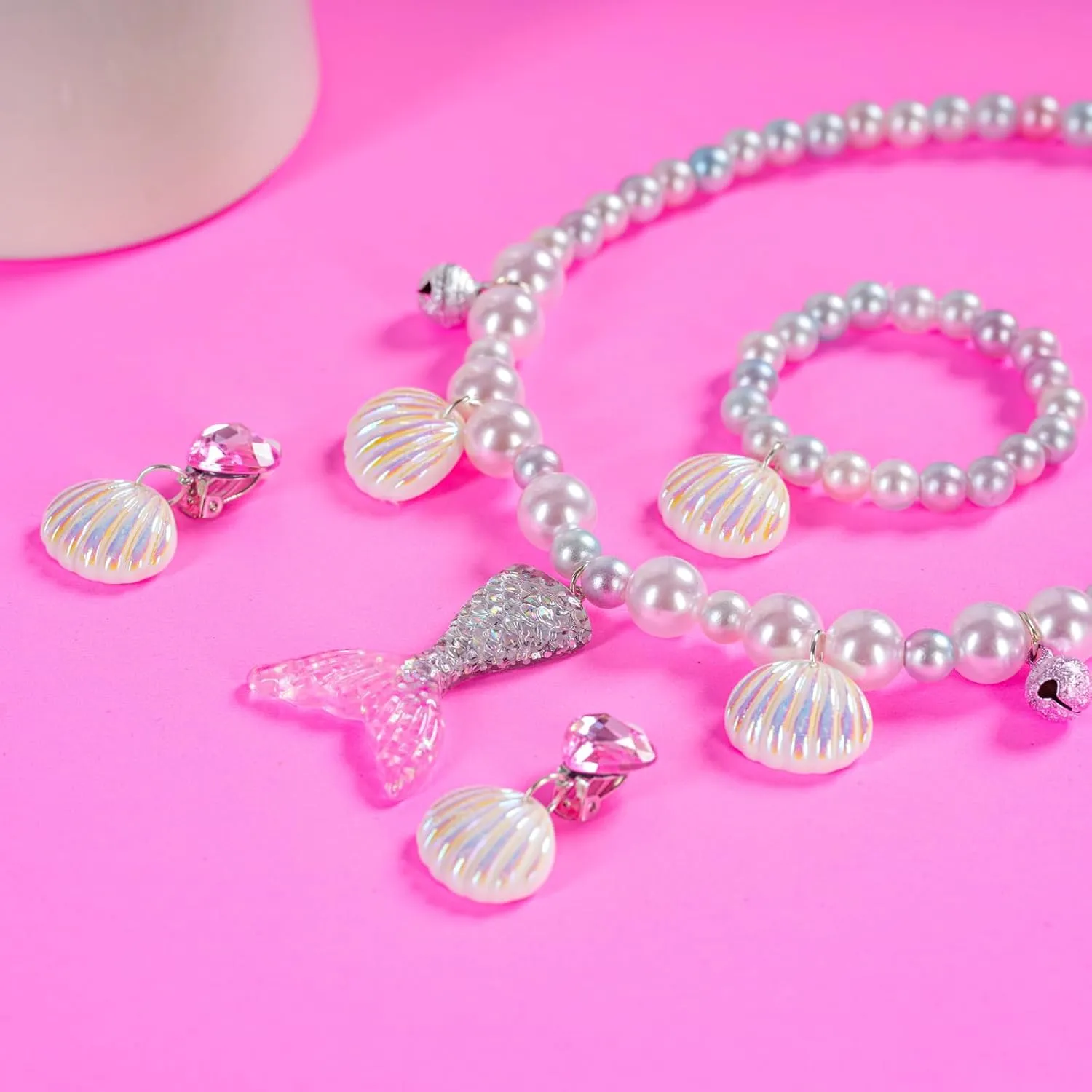 Mermaid Necklace Bracelet Set Mermaid Jewelry Kit Included Shell Necklace Bracelet Ring Earrings Accessories