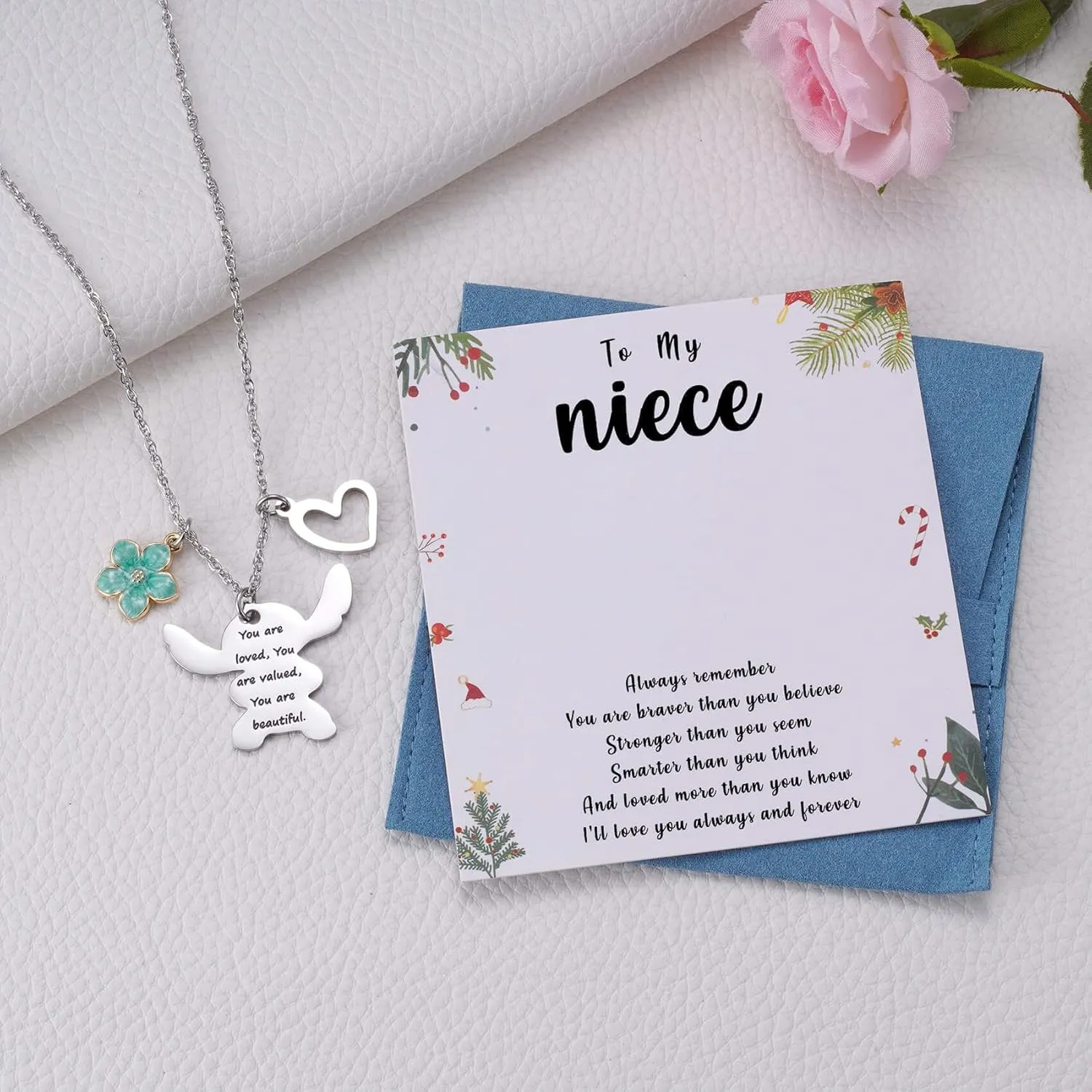 MIXJOY You are My Sunshine Necklace&Greeting Card, Birthday Christmas for Women Niece Daughter Granddaughter