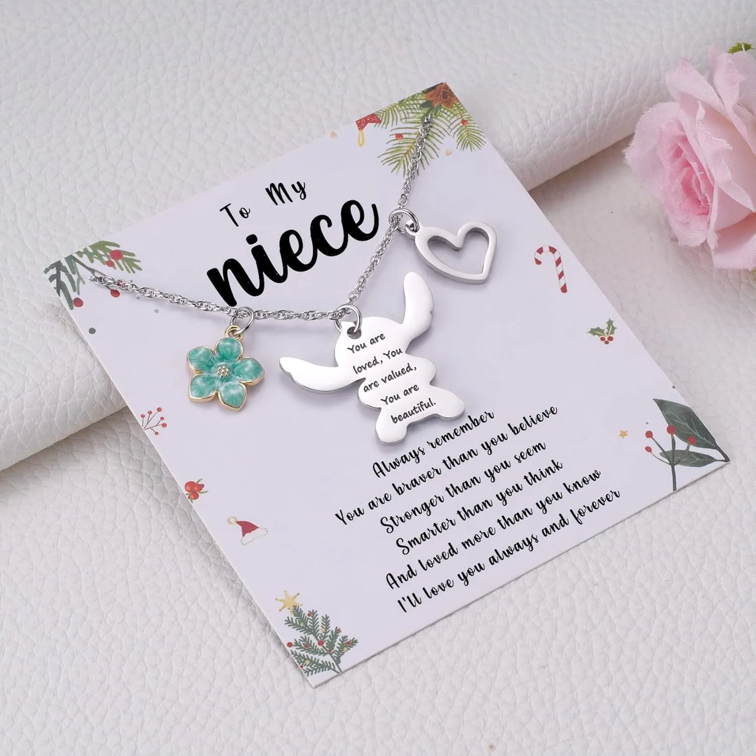 MIXJOY You are My Sunshine Necklace&Greeting Card, Birthday Christmas for Women Niece Daughter Granddaughter