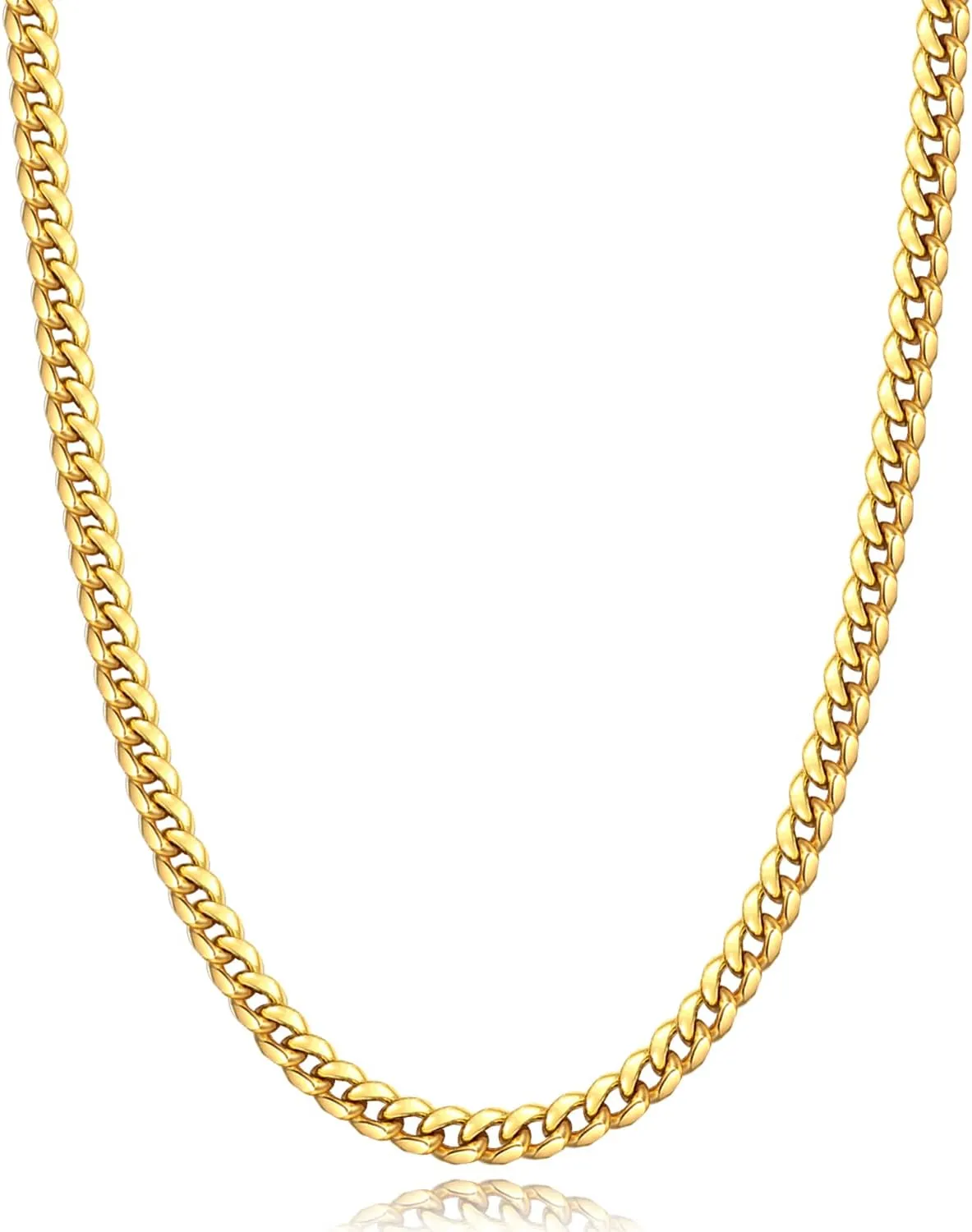 Momlovu Fathers Day Gifts Gold Chain Silver Chain for Men Boys, 4mm/6mm Non-Tarnish 18K Gold-Plated Cuban Link Chain, Cool Men's Necklace Chain 18/20/22/24/26 Inch, Durable Lobster Clasp