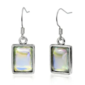 Moonstone Dangle Earrings 925 Sterling Silver Earrings Rectangle Gemstone Drop Earrings Hypoallergenic Handmade Dangle Earrings for Women Trendy Fashion