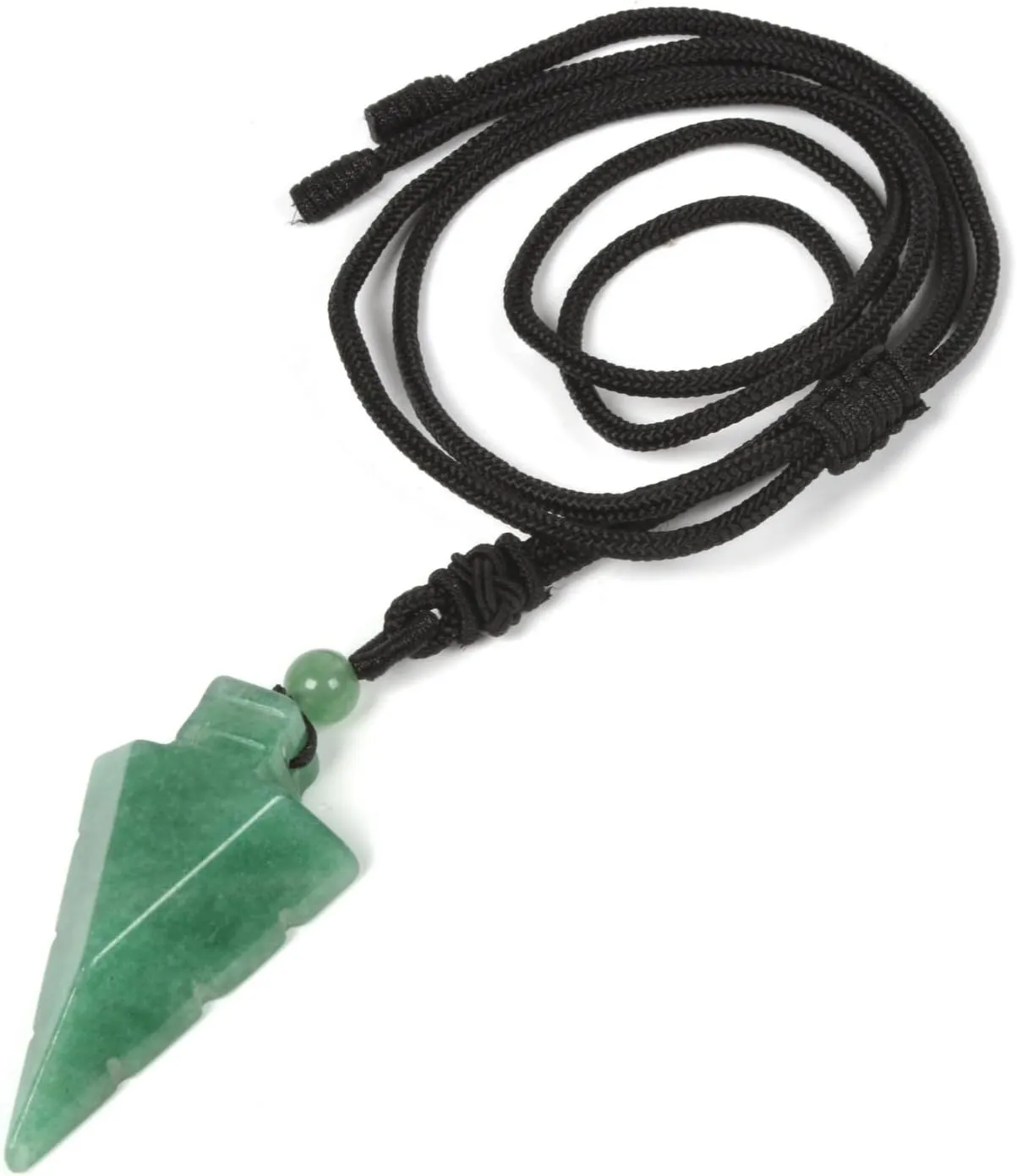 Natural Gemstone 47mm Arrowhead Flatback Spearhead Healing Stone Crystal Amulet Pendant Adjustable Braided Cord Necklace 18 to 28 Inch