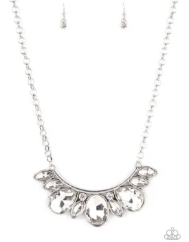 Never SLAY Never - White Bling Necklace - Paparazzi Accessories