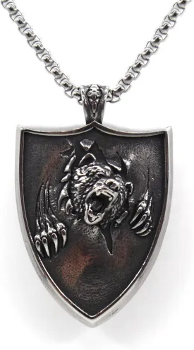 Norse Bear Claw Amulet Necklace for Men,Eagle Wolf Head Pendant Necklace with 22 2" Stainless Steel Chain