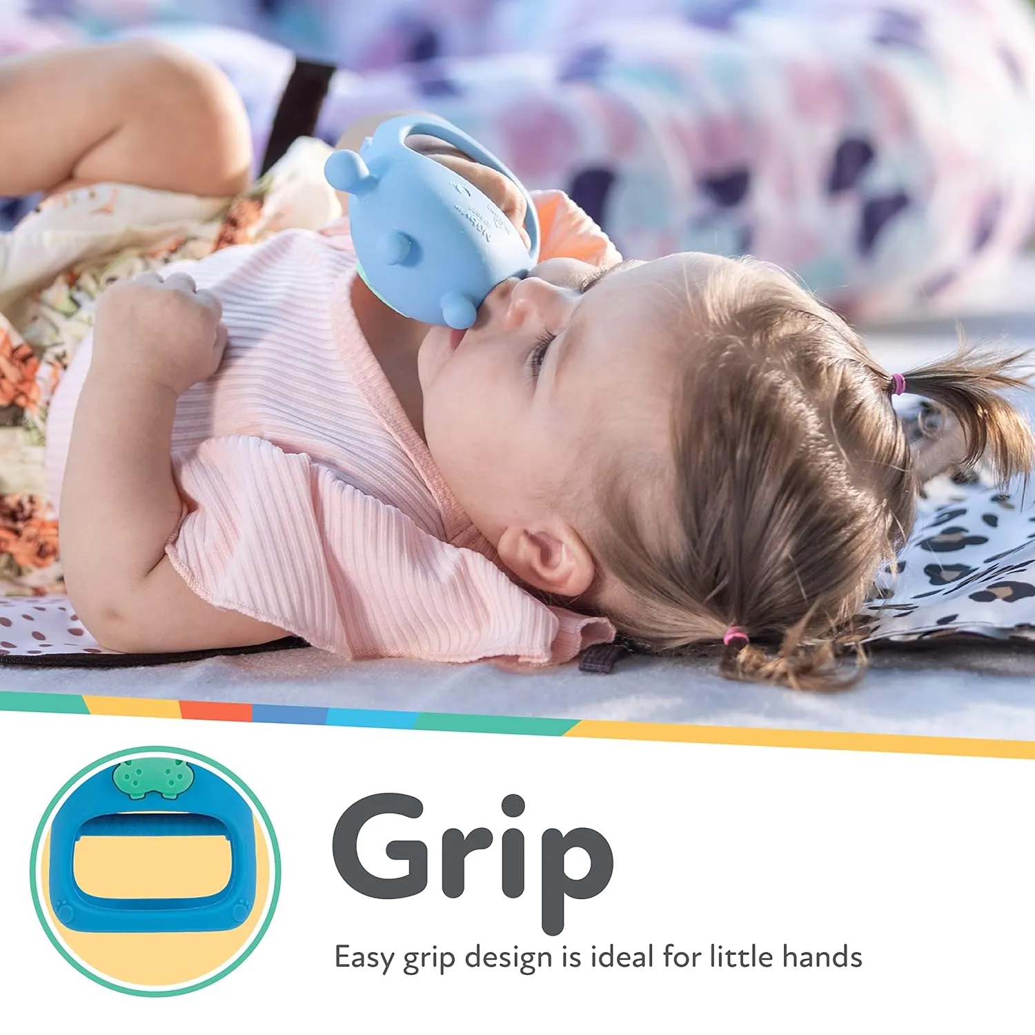 Nuby Silicone Wrist Teething Mitten - Baby Teether Ring - 3  Months - Hippo