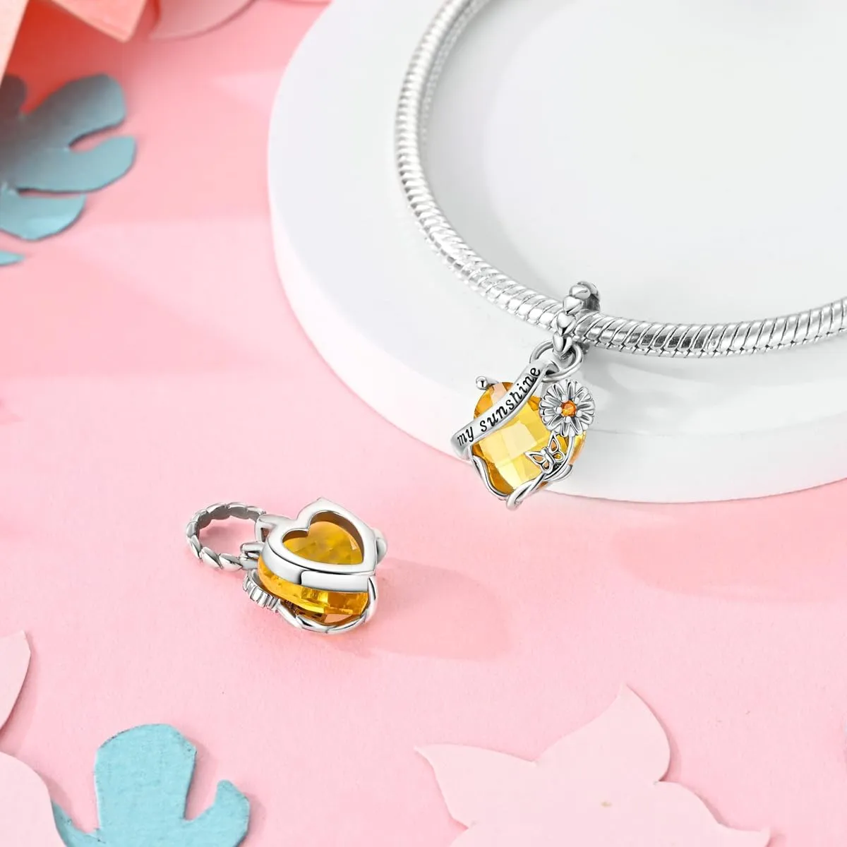 Parmuz 925 Sterling Silver Charms for Bracelet Woman Love Heart Evil Eye Daisy Flower Pendant Beads for Necklace Dog Cat Charm Jewelry Gift for Her
