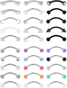 SCERRING 16G Eyebrow Rings Tragus Helix Rook Daith Earrings Lip Ring Barbell Body Piercing Jewelry Retainer 6mm 8mm 10mm 20-30PCS