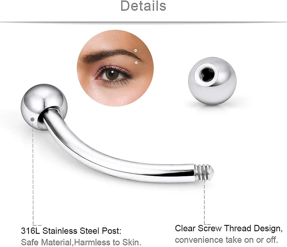 SCERRING 16G Eyebrow Rings Tragus Helix Rook Daith Earrings Lip Ring Barbell Body Piercing Jewelry Retainer 6mm 8mm 10mm 20-30PCS