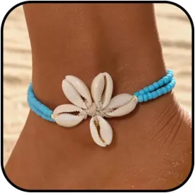 Shell Ankle Bracelet for Women Seashell Flower Beaded Anklet Adjustable Rope Ankle Bracelet Beach Floral Seashell Anklet Summer Fashion Jewelry Accessories