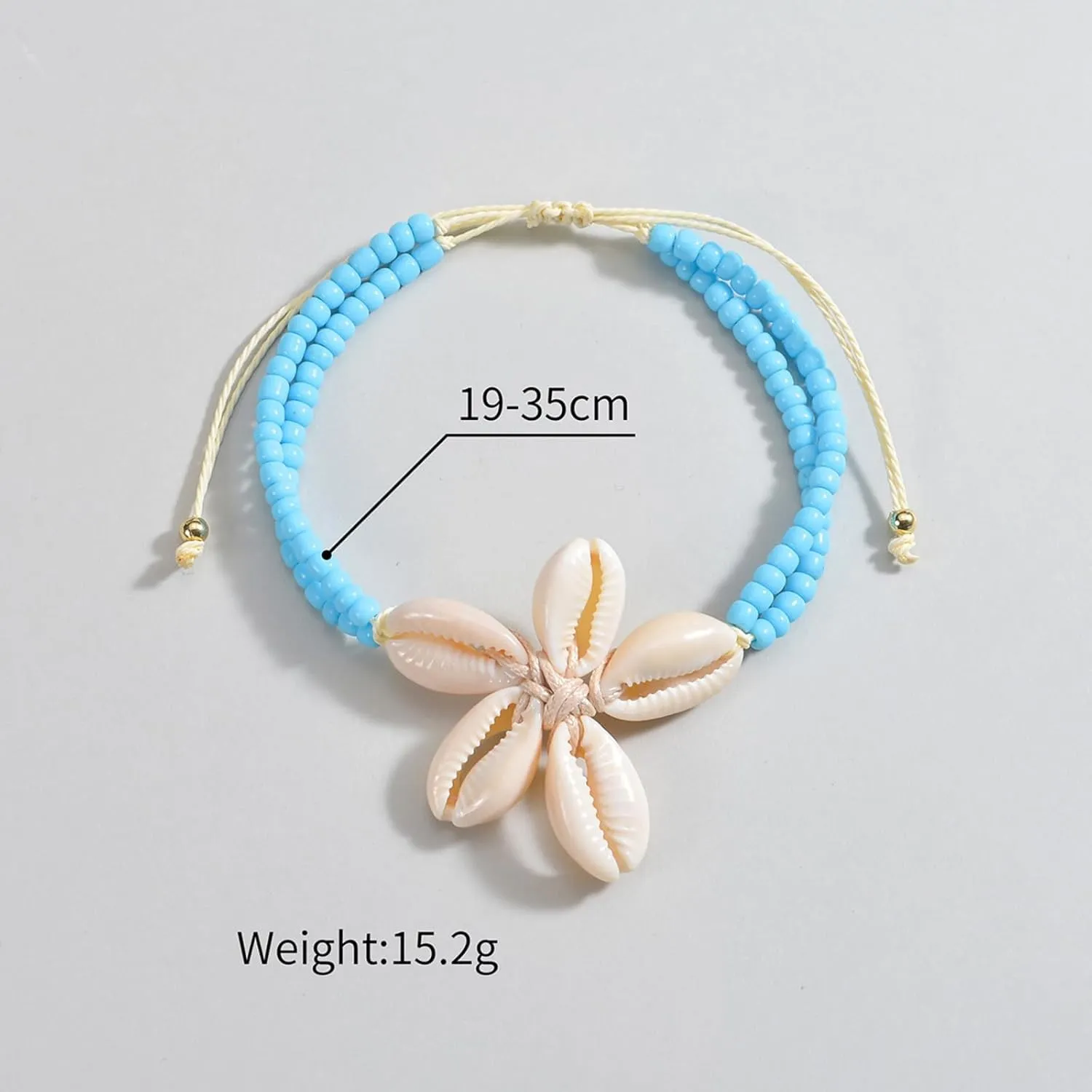 Shell Ankle Bracelet for Women Seashell Flower Beaded Anklet Adjustable Rope Ankle Bracelet Beach Floral Seashell Anklet Summer Fashion Jewelry Accessories