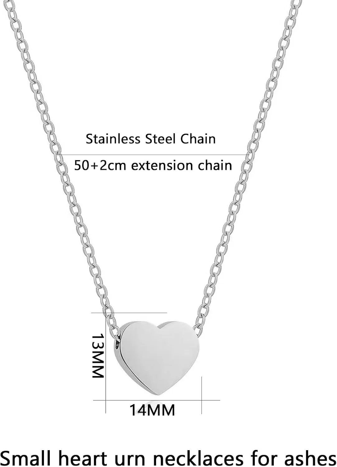 Small Heart Urn Necklaces for Ashes for Women Men Cremation Jewelry Memorial Keepsake Pendant Stainless Steel Urn Locket for Human Ashes Holder