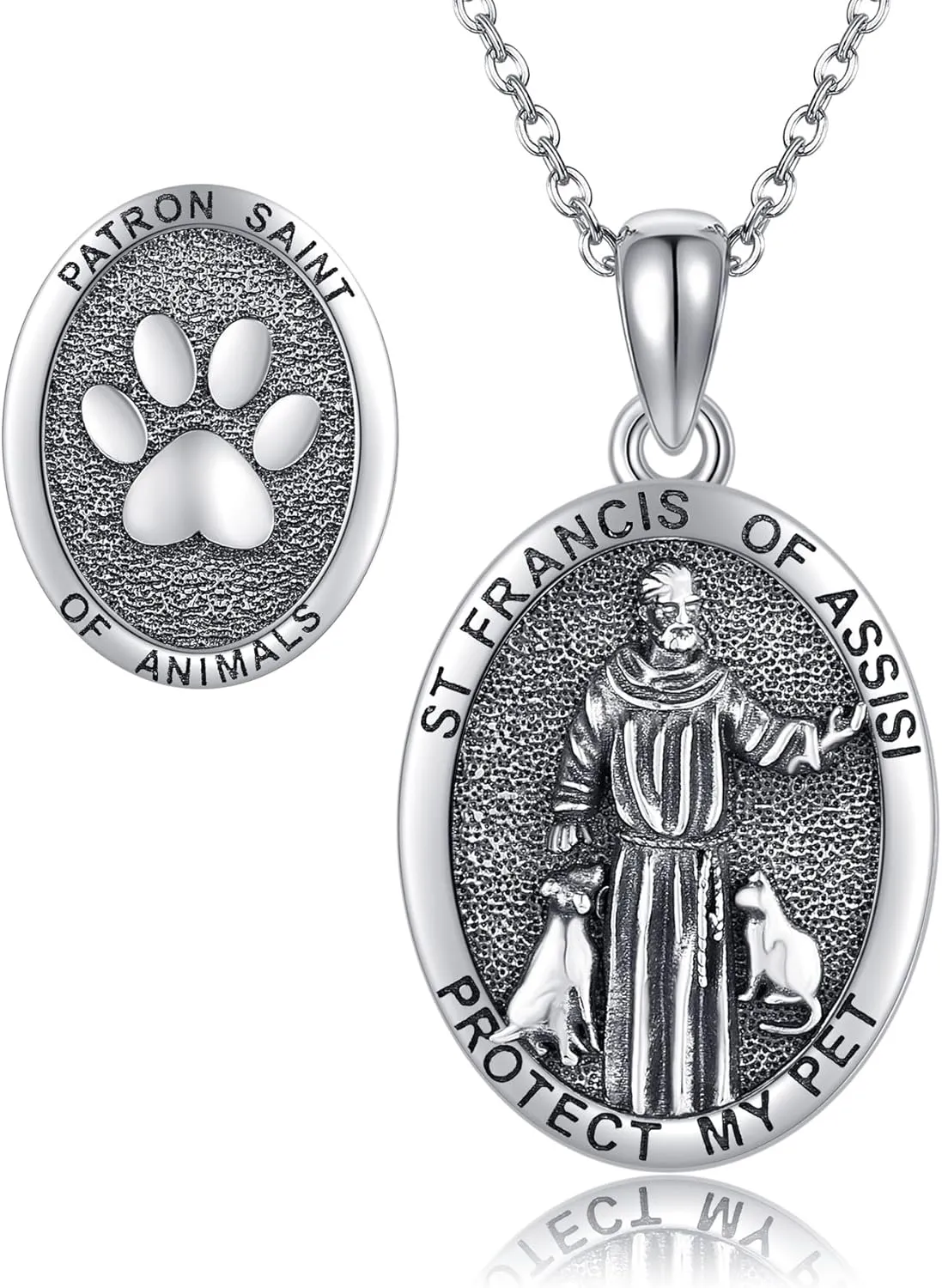 St Francis Of Assisi Necklace 925 Sterling Silver St Francis Medal Patron Saint Of Animals Necklace Religious Amulets Jewelry Gifts for Men Women