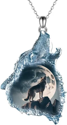 Sterling Silver Wolf Necklace Jewelry, Gift for Her and Him