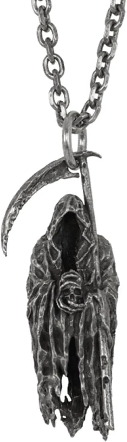 TAYASH Santa Muerte Necklace,Skull Necklace for Men,Metal Sickle Death God Pendant,Gothic Grim Reaper Scythe Skull Necklace,The Reapers Pendant Set,Punk for Boyfriend Male Jewelry Creativity Gift