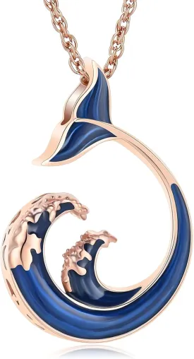 Urn Necklace for Ashes Whale Wave Cremation Jewelry Stainless Steel Ashes Pendant Fish Tail Keepsake Memorial Urn Jewelry for Women Men
