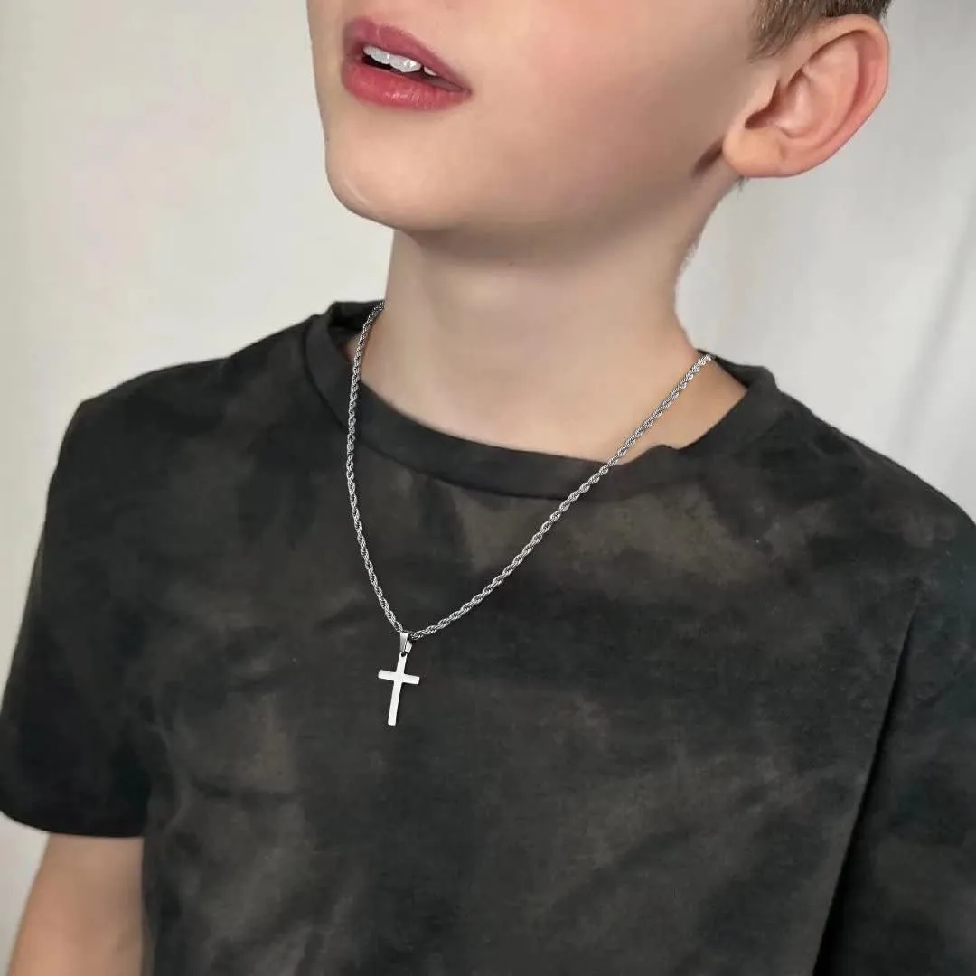 Ursteel Layered Cross Necklace for Men - 18K Gold Silver Black Cross Necklaces Chain for Men, Layered Rope Chain Necklace Mens Jewelry 16 18 20 22 24 Inch