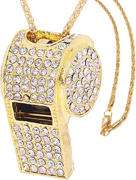 Whistle, Metal Crystal Rhinestone Whistle,Bling Whistle,Shining Whistle with Chain for Referees/Coaches/Teachers/Polices/Training