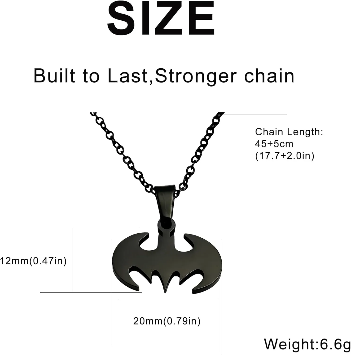 Women's Men' Lightweight Surgical Stainless Steel Bat Pendant Necklace Bat Charm Insect Necklace